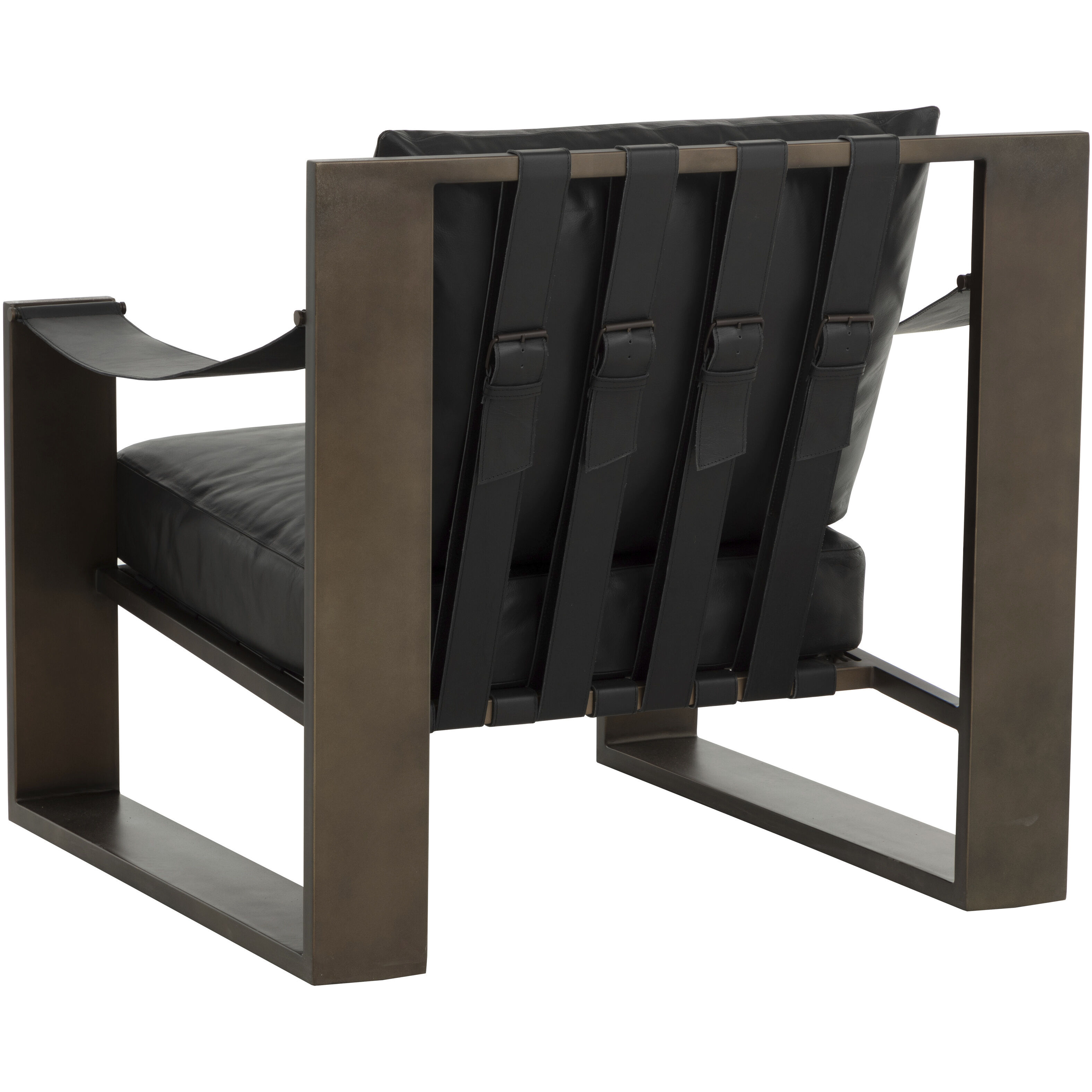 Berke Antique Bronze / Charcoal Black Leather Lounge Chair